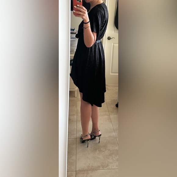 FENDI LOGO FF WRAP LOOK BELTED DRESS BLACK SIZE M or L. HIGH LOW NEVER WORN - Picture 8 of 16